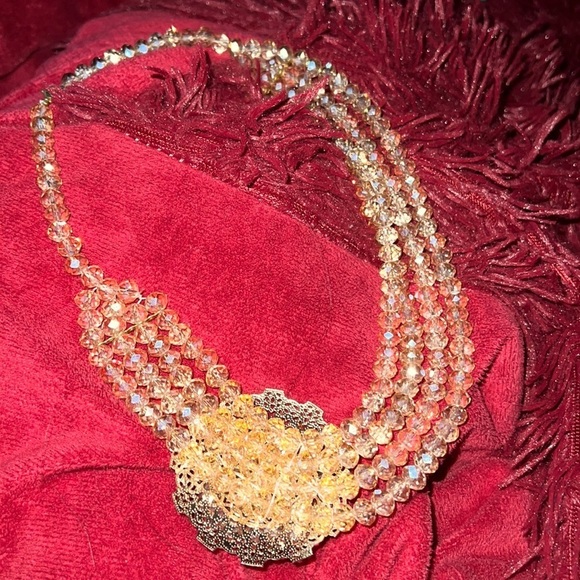 Fashion Hand crafted Multi Layered Crystal glass Beaded  Necklace - Picture 12 of 17